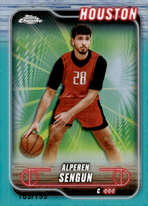 Alperen Sengun #106 2024-25 Topps Chrome  Aqua Refractor Houston Rockets NM