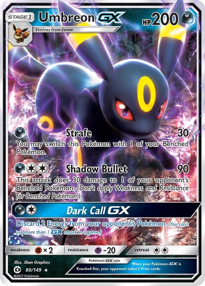 Umbreon GX 80/149 Holo SM Base Set NM