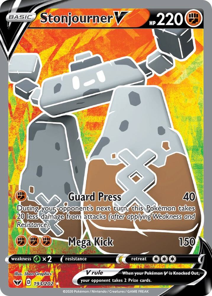 Stonjourner V (Full Art) 193/202 Holo SWSH01: Sword & Shield Base Set NM