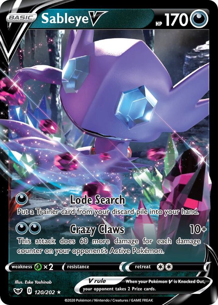 Sableye V 120/202 Holo SWSH01: Sword & Shield Base Set NM