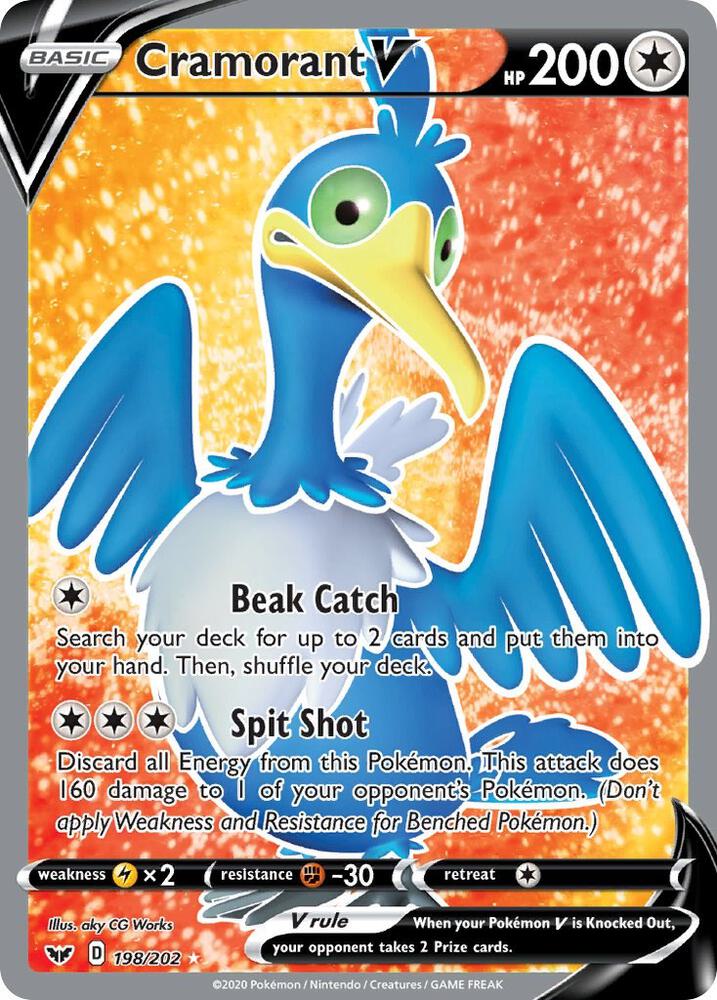 Cramorant V (Full Art) 198/202 Holo SWSH01: Sword & Shield Base Set NM