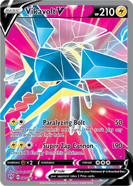 Vikavolt V (Full Art) 180/189 Holo SWSH03: Darkness Ablaze NM