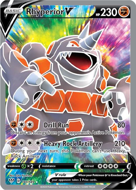 Rhyperior V (Full Art) 181/189 Holo SWSH03: Darkness Ablaze NM