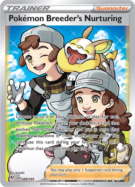 Pokemon Breeder's Nurturing (Full Art) 188/189 Holo SWSH03: Darkness Ablaze NM