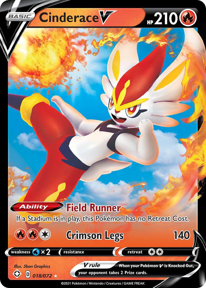 Cinderace V 018/072 Holo Shining Fates NM