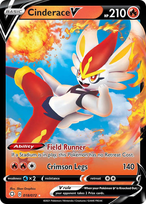 Cinderace V 018/072 Holo Shining Fates NM