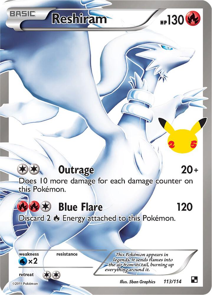 Reshiram 113/114 Holo Celebrations: Classic Collection NM