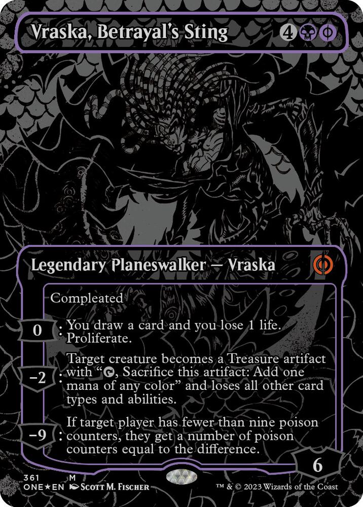 Vraska, Betrayal's Sting (Oil Slick Raised Foil) #361 Foil Phyrexia: All Will Be One NM