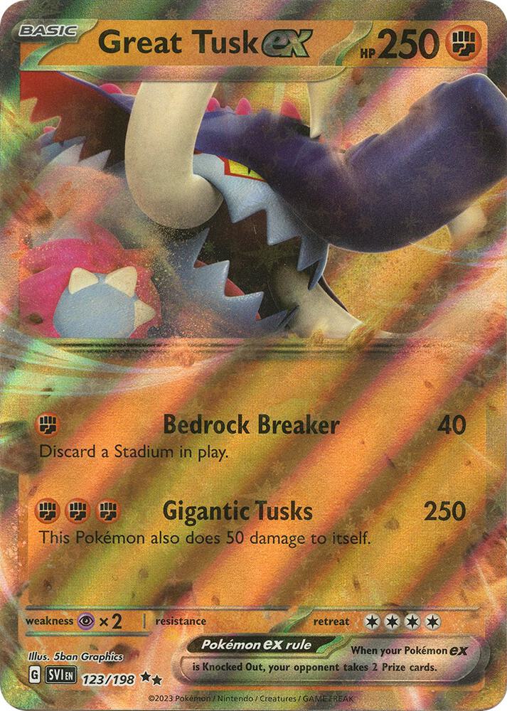 Great Tusk ex 123/198 Holo SV01: Scarlet & Violet Base Set NM