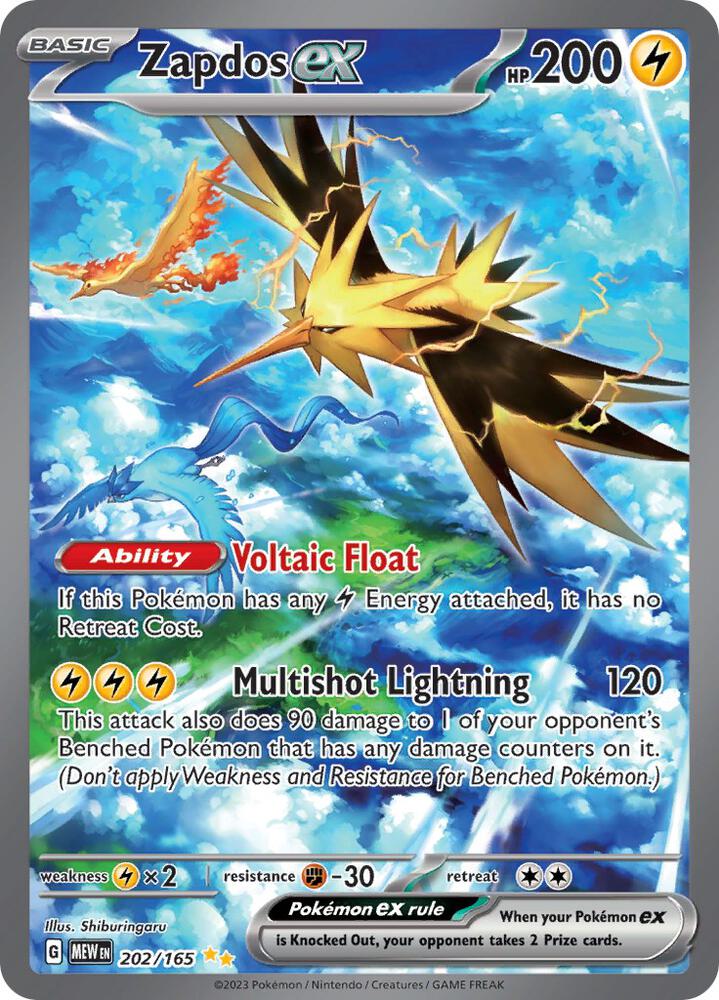 Zapdos ex 202/165 Holo SV: Scarlet & Violet 151 NM