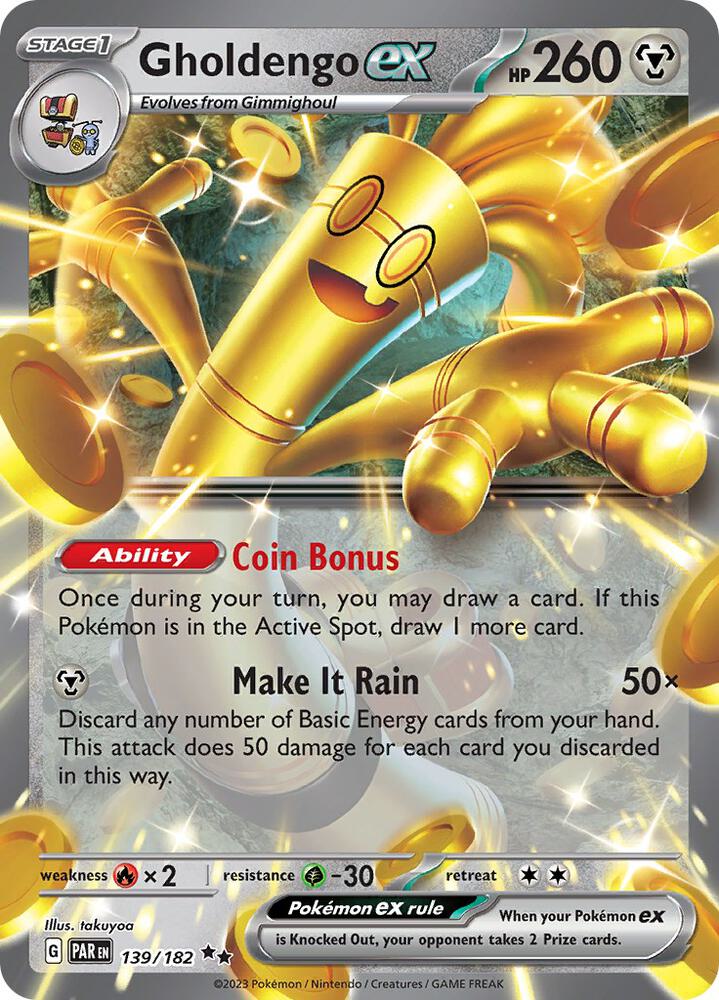 Gholdengo ex 139/182 Holo SV04: Paradox Rift NM