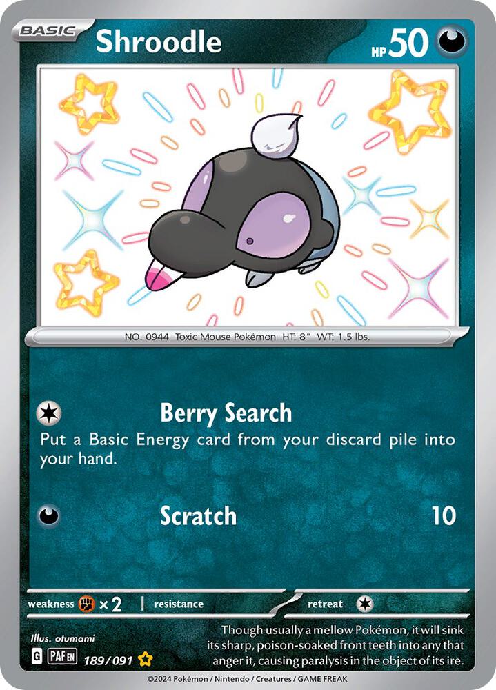 Shroodle 189/091 Holo SV: Paldean Fates NM