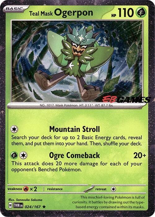 Teal Mask Ogerpon (Cosmos Holo) (EB Games Exclusive) 024/167 Holo Miscellaneous Cards & Products NM