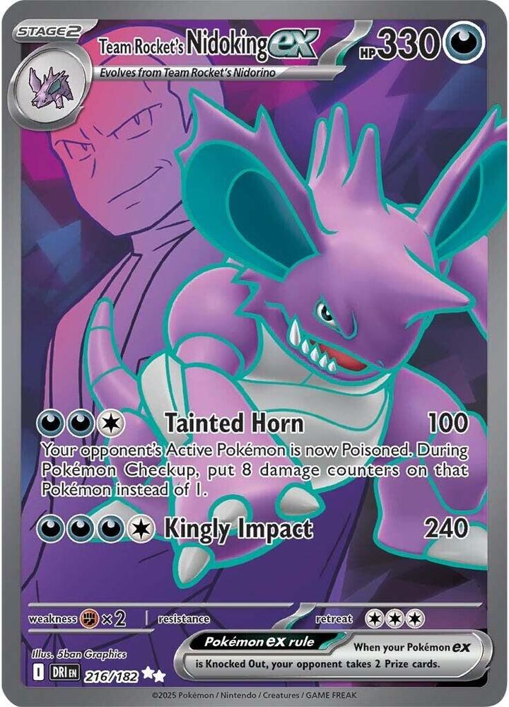 Team Rocket's Nidoking ex 216/182 Holo SV10: Destined Rivals NM