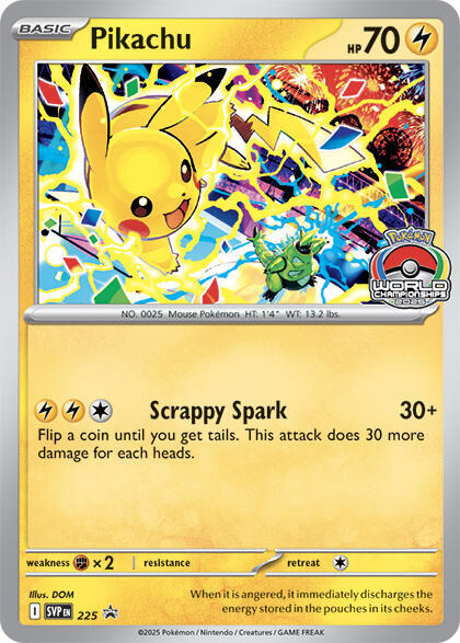 Pikachu (World Championship 2025) 225 SV: Scarlet & Violet Promo Cards NM