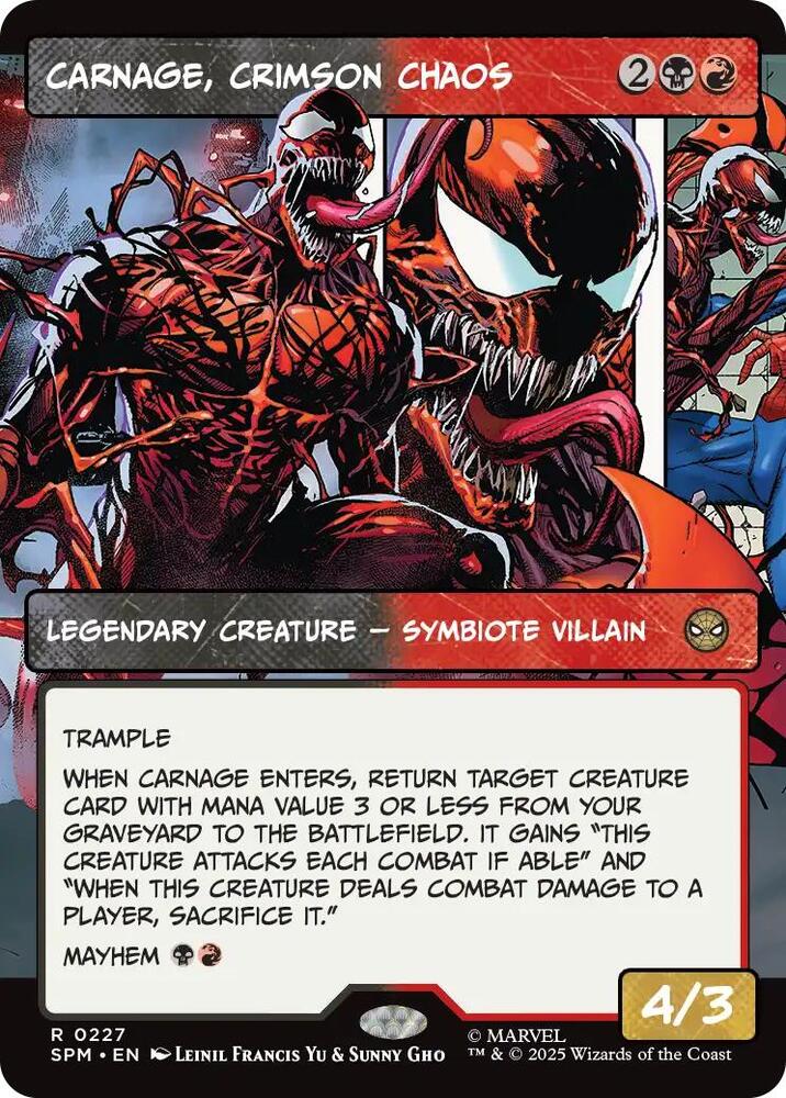 Carnage Crimson Chaos Borderless #227 Marvel's Spider-Man NM