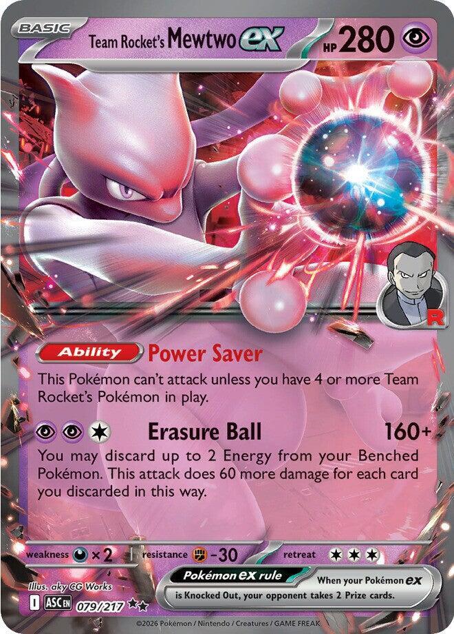 Team Rocket's Mewtwo ex 079/217 Holo ME: Ascended Heroes NM