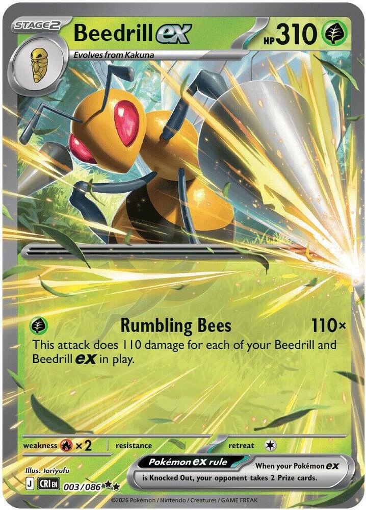 Beedrill ex 003/086 Holo ME04: Chaos Rising NM