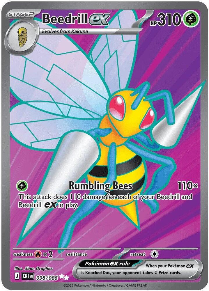 Beedrill ex 098/086 Holo ME04: Chaos Rising NM