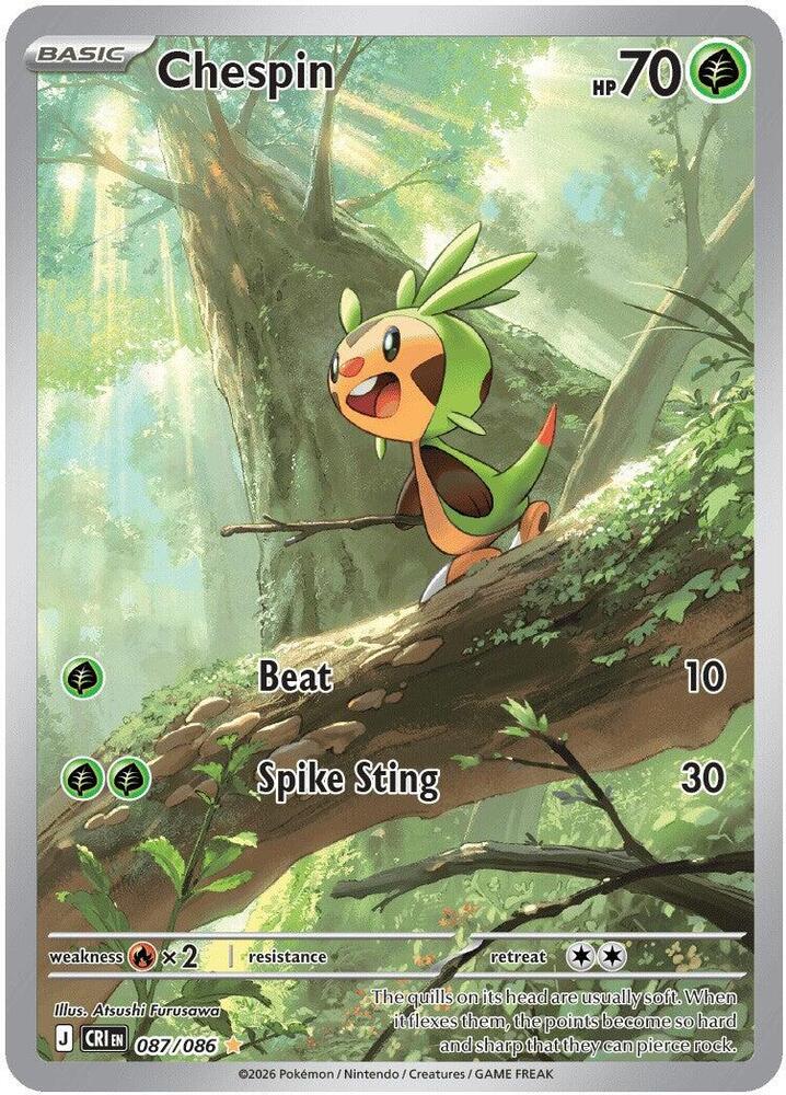 Chespin - 087/086 Holo ME04: Chaos Rising NM