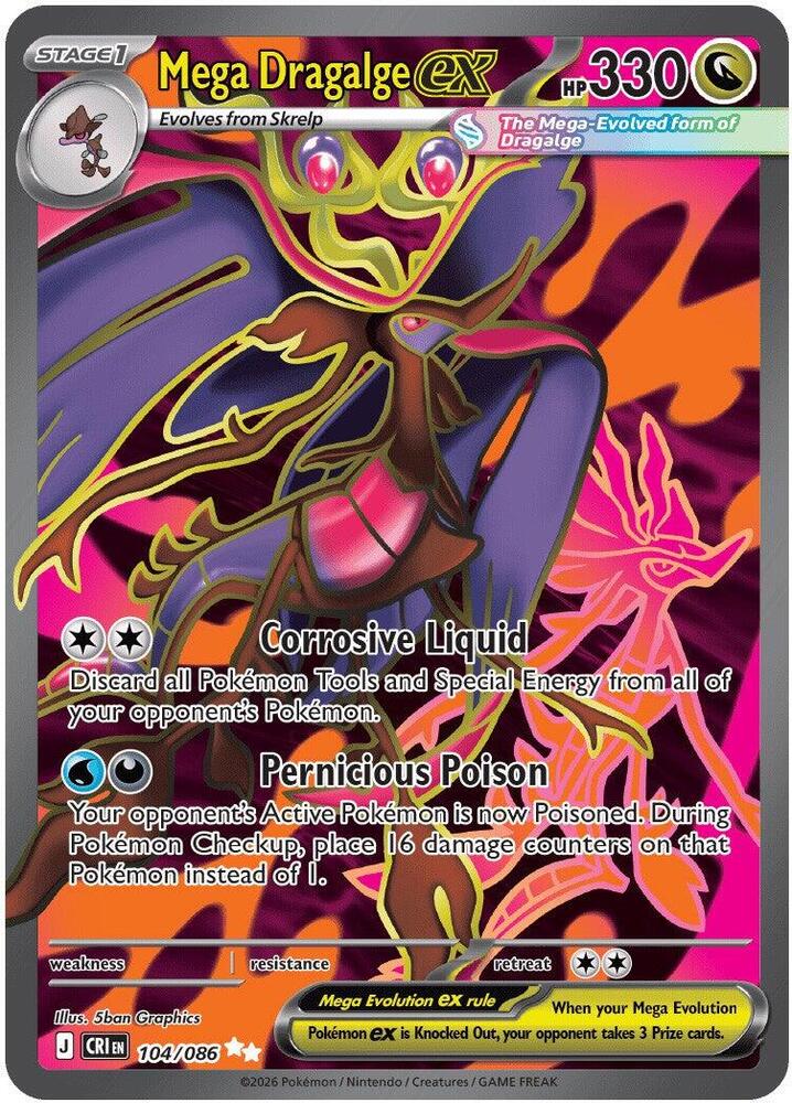Mega Dragalge ex 104/086 Holo ME04: Chaos Rising NM