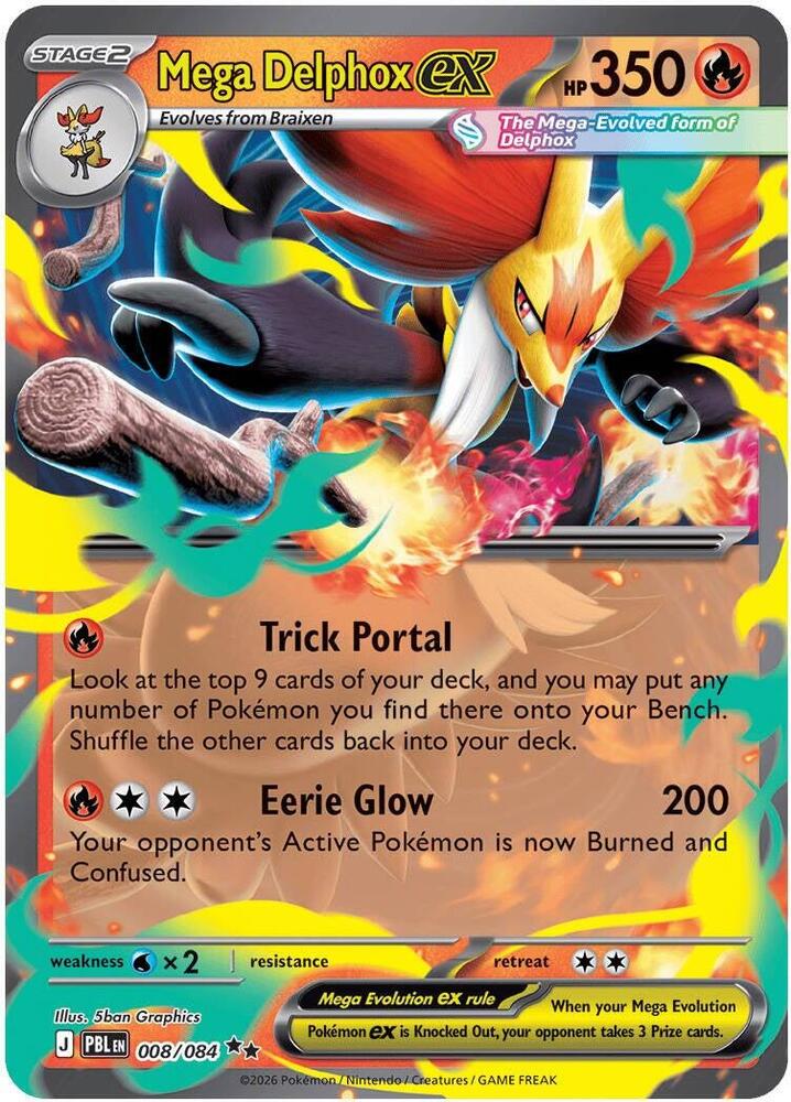 Mega Delphox ex 008/084 Holo ME05: Pitch Black NM