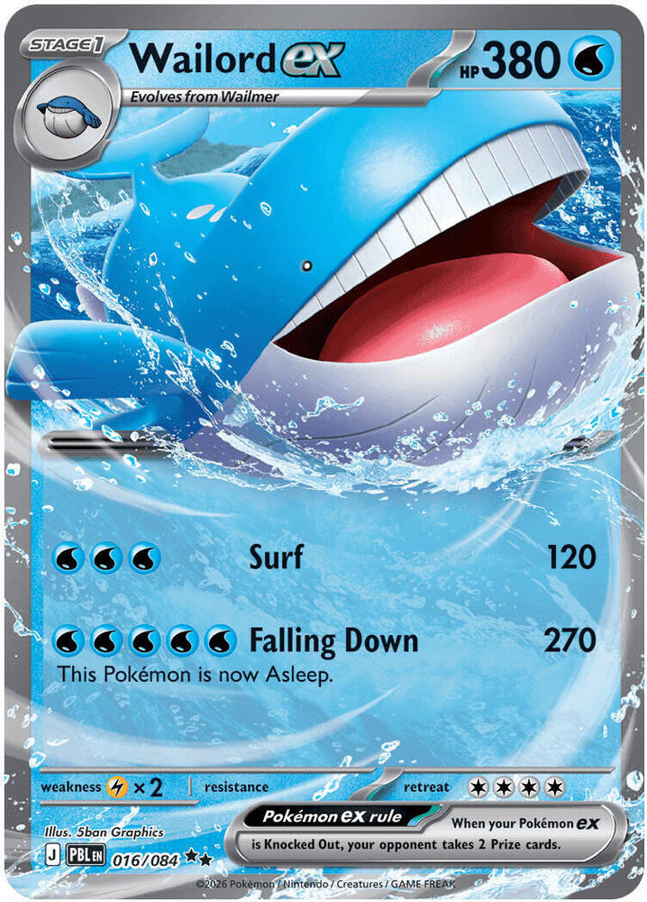 Wailord ex 016/084 Holo ME05: Pitch Black NM