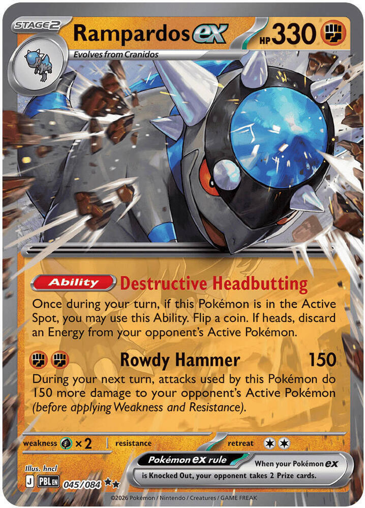 Rampardos ex 045/084 Holo ME05: Pitch Black NM
