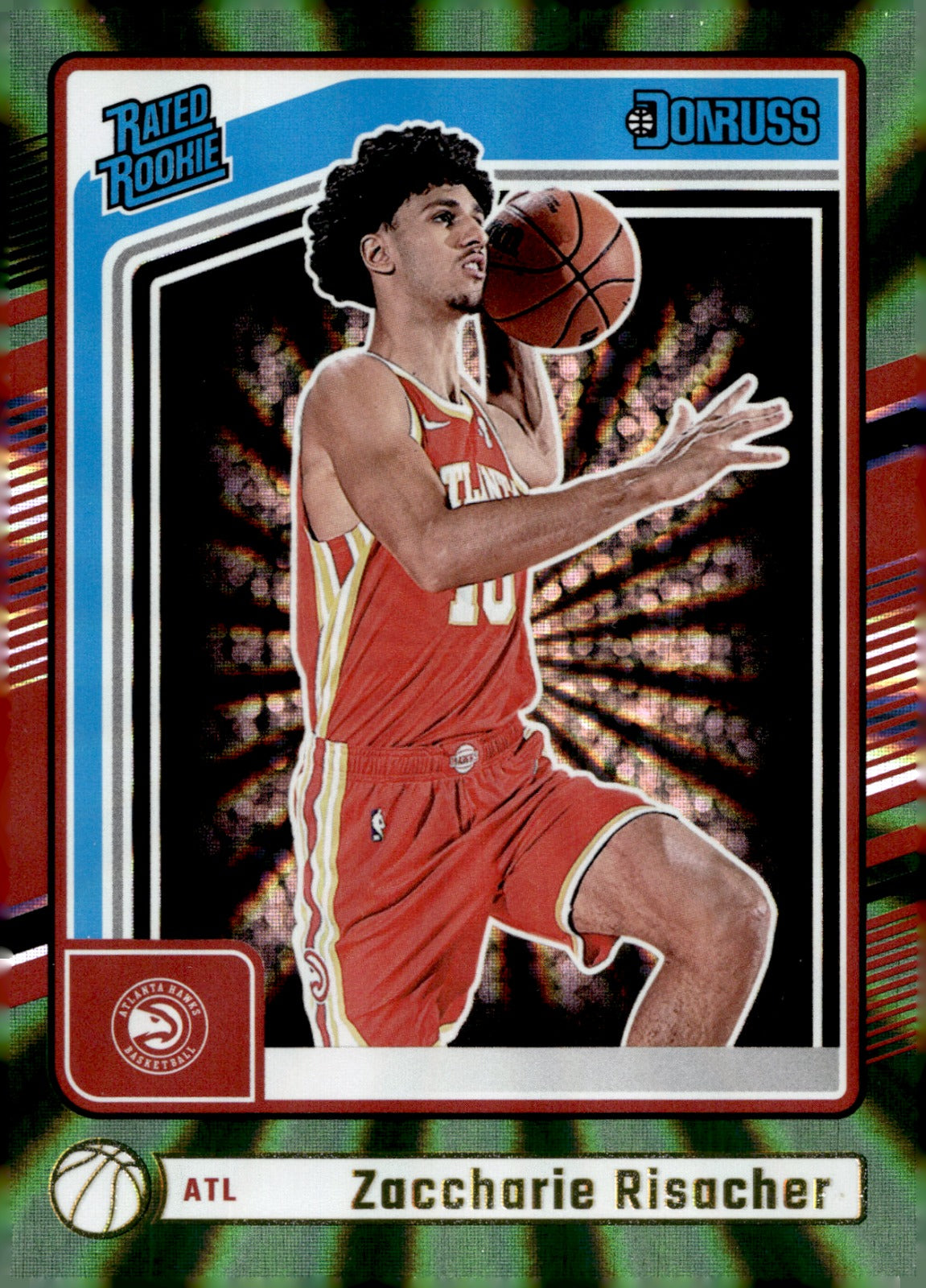 Zaccharie Risacher #219 RC 2024-25 Donruss Green Laser Atlanta Hawks NM