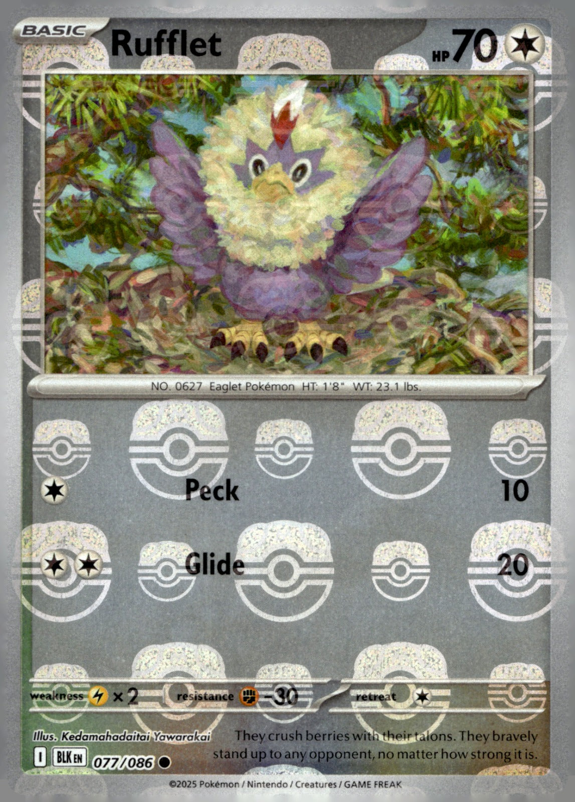 Rufflet (Master Ball Pattern) 077/086 Holo SV: Black Bolt NM